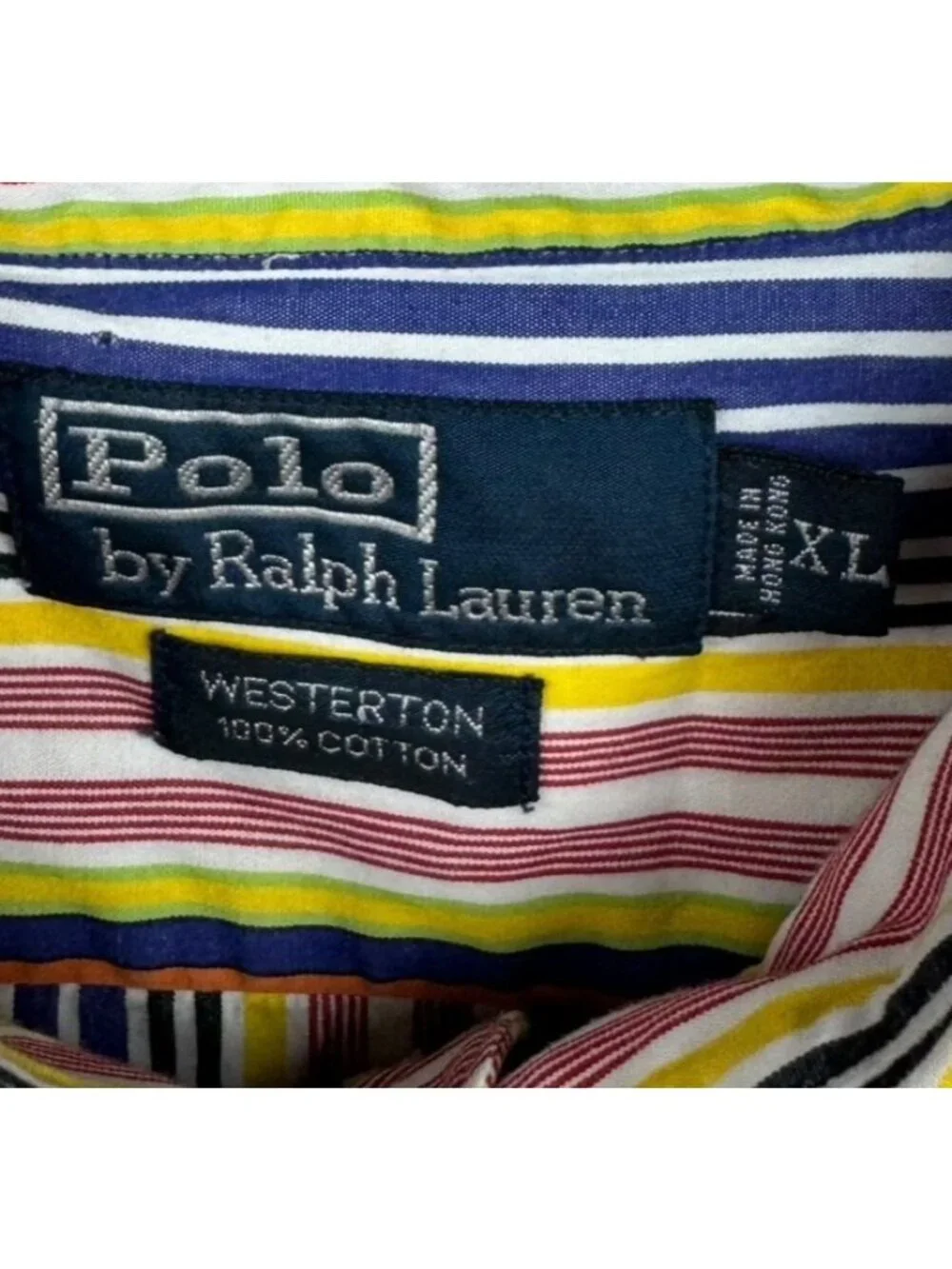VTG Polo Ralph Lauren Westeron Men's Button Shirt Multicolor Stripe • XL